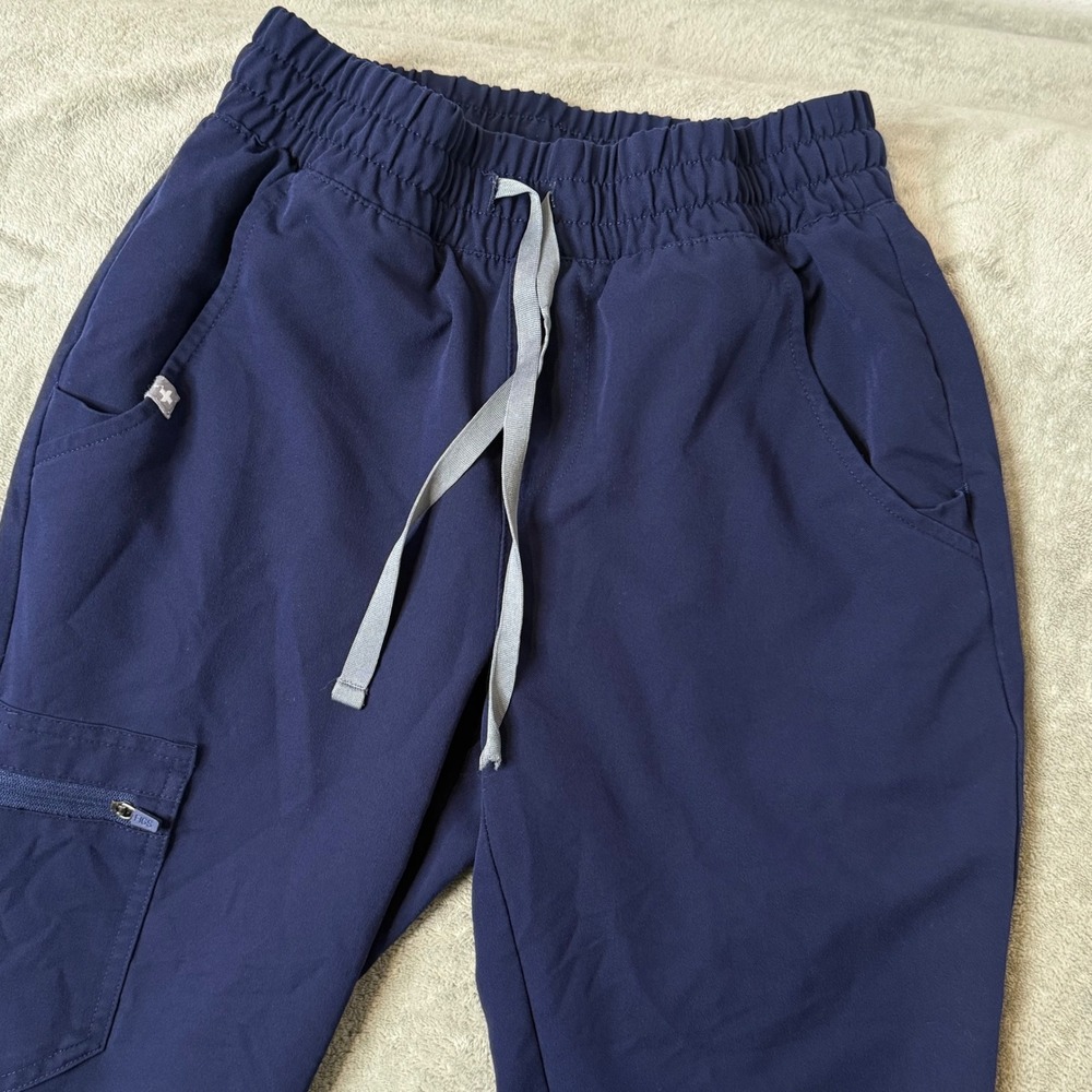 FIGS Zamora Jogger Scrub Pants Navy Blue Womens XXS Cargo Tech Workwear